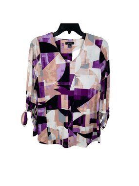Alfani Women Pullover 3/4 Sleeve V Neck Top Blouse Size PS